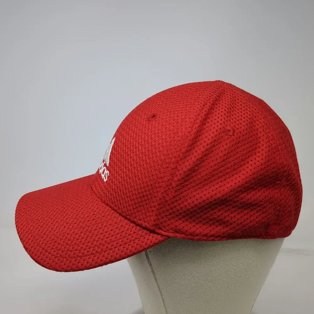 Adidas Baseball Cap Red XL Stretch Fit Curved Brim Polyester Embroidered Hat